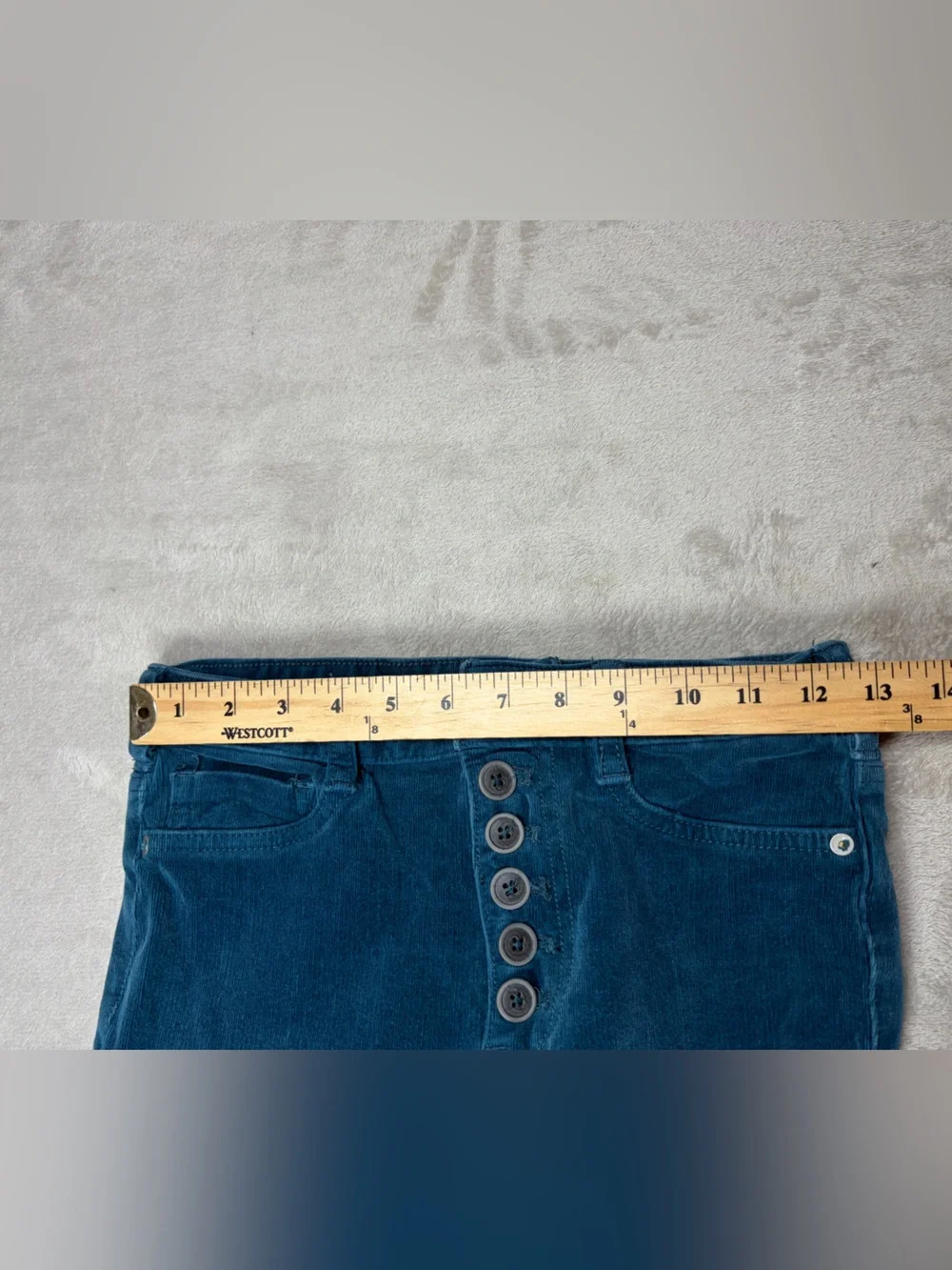 Anthropologie Pilcro Teal Blue High Rise Skinny Cropped Corduroy Retro Pants 26